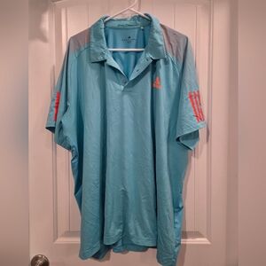 Adidas Men's Aqua Polo with Orange Accents